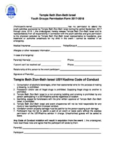 Youth Group Permission Form